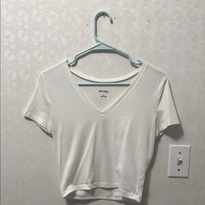 White V-Neck Women's Top